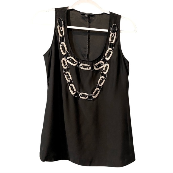 ⭐️ Banana Republic size XS top with beaded design around collar black - Picture 1 of 3